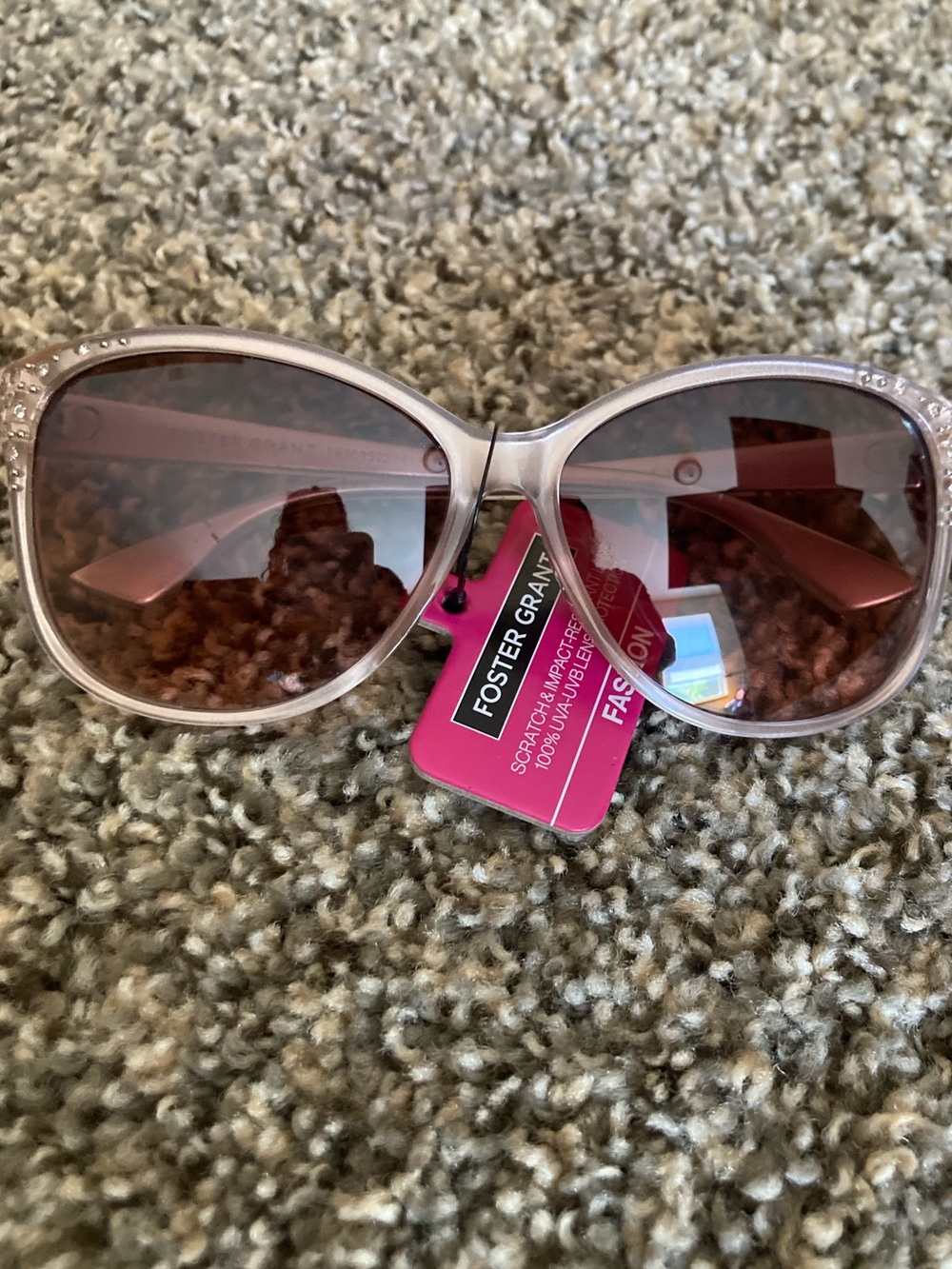 Foster Grant Light Pink Frame Sunglasses with Pink Gradient Lenses